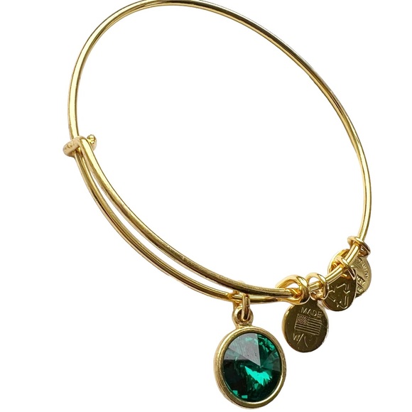 Alex and Ani Emerald Birthstone bangle with card - Picture 2 of 3